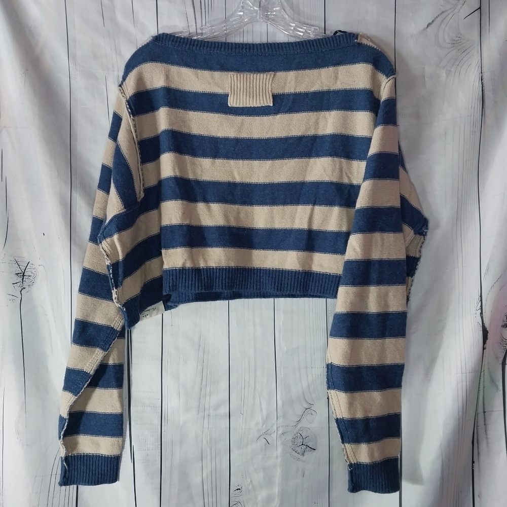 Free People We The Free Into The Blue Striped Pullover Sweater - Picture 6 of 9